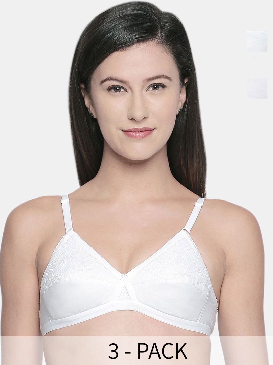 

Bodycare Women Pack of 3 Self Design Full Coverage Heavily Padded Tshirt Bra, White