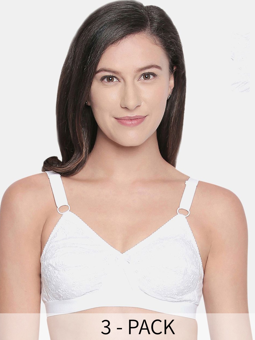 

Bodycare Pack of 3 Cotton Lightly Padded Non wired Tshirt Bra, White