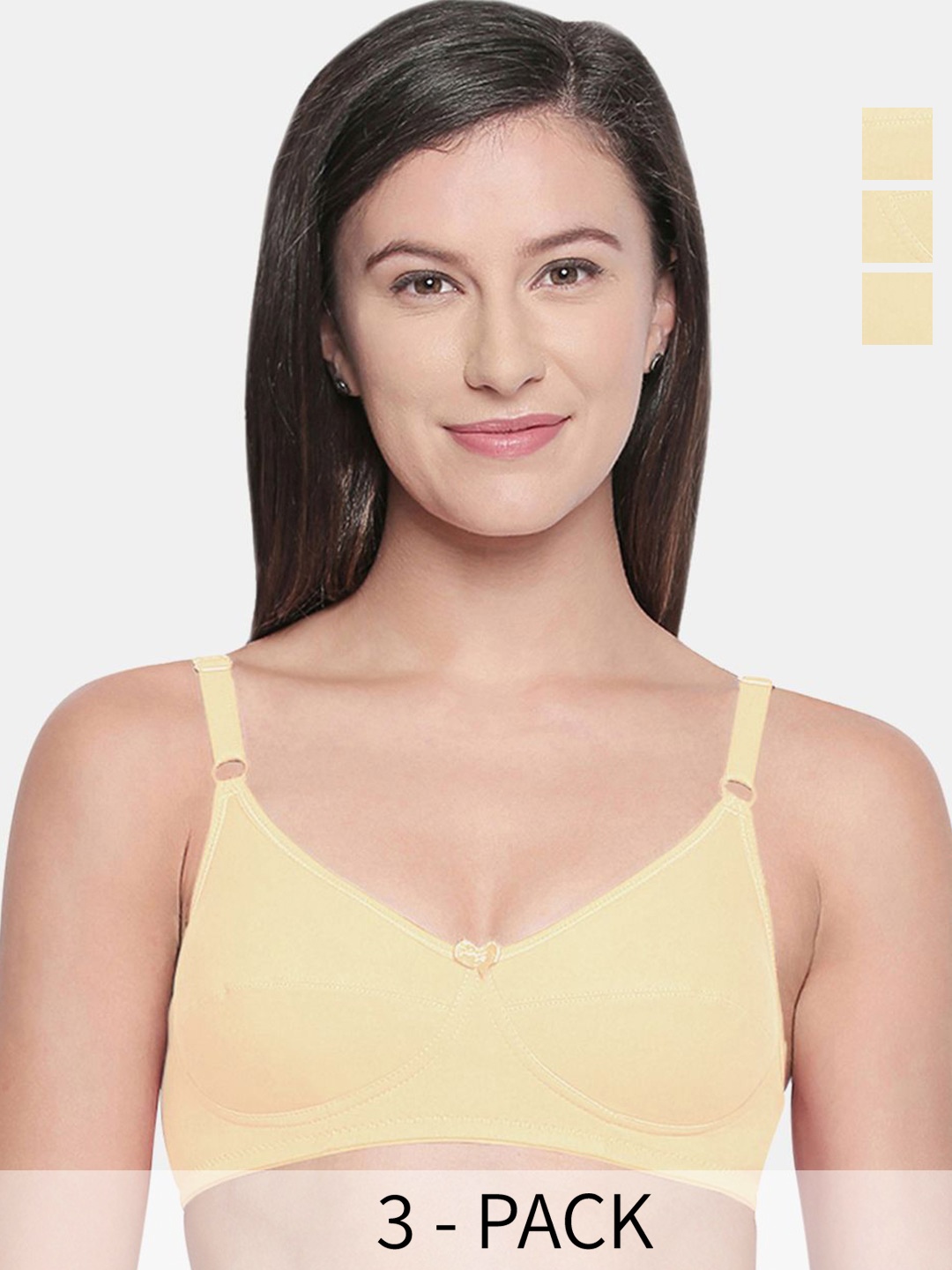 

Bodycare Pack Of 3 Full Coverage Cut and Sew Anti Bacterial Non Padded Bra, Beige