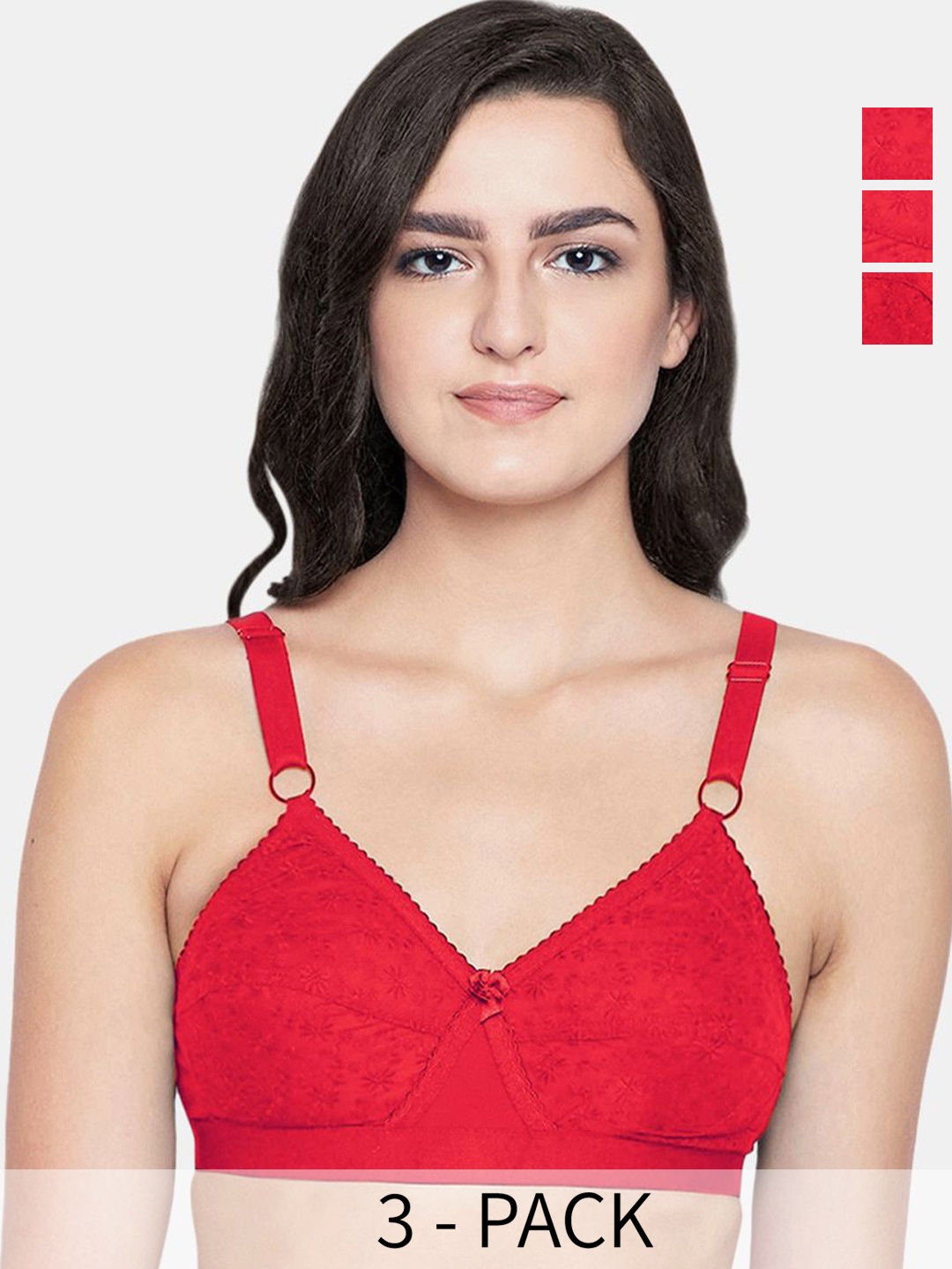 

Bodycare Floral Bra Full Coverage Lightly Padded T-Shirt Bra, Red