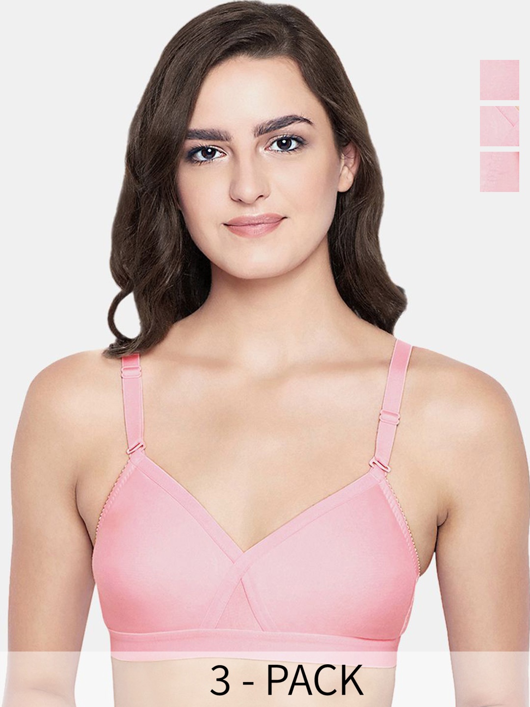 

Bodycare Pack of 3 Full Coverage Cotton Bra, Pink