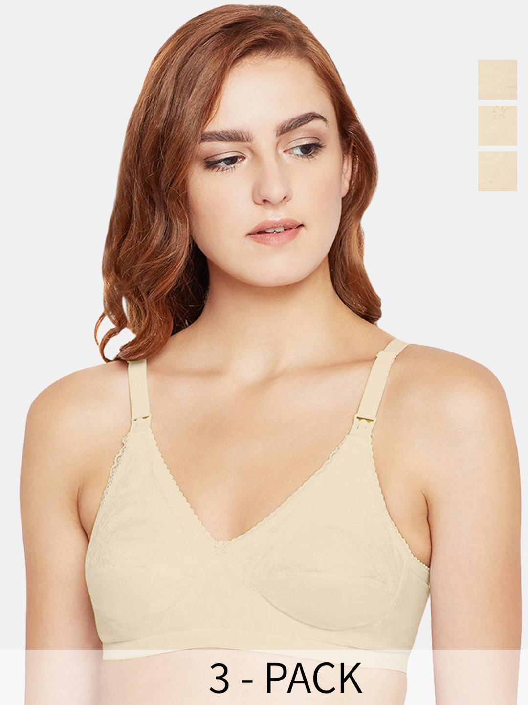 

Bodycare Pack of 3 Full Coverage Cotton Maternity Bra, Beige