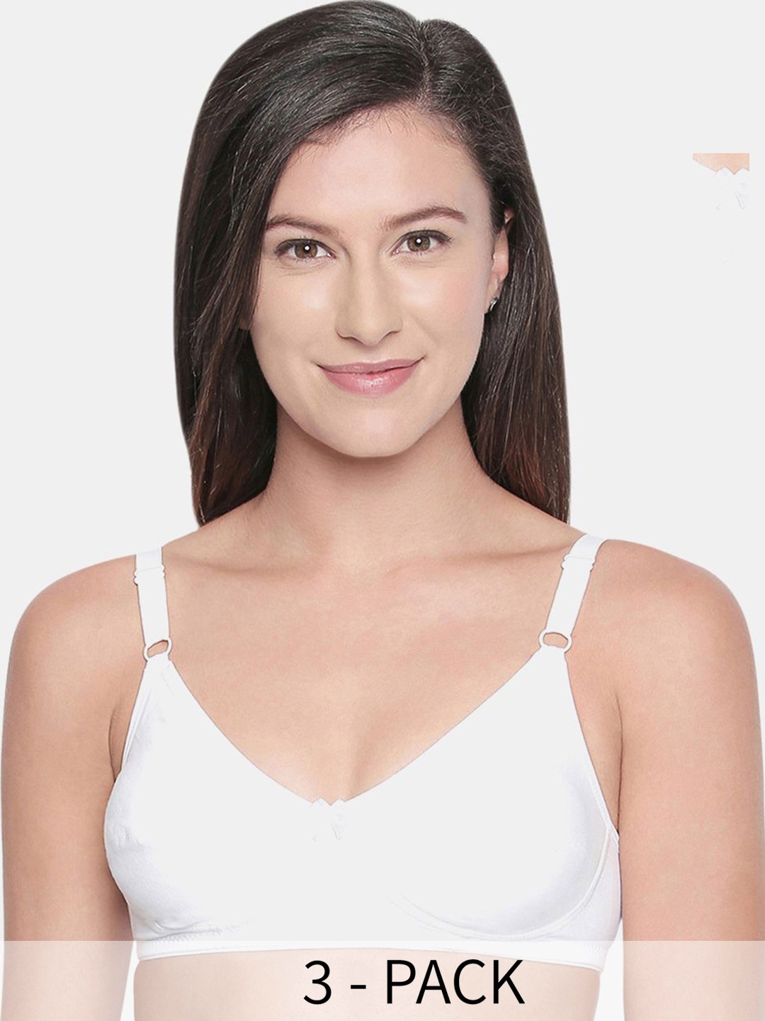 

Bodycare Pack of 3 Cotton Spandex Non Padded Non wired Perfect coverage bra, White