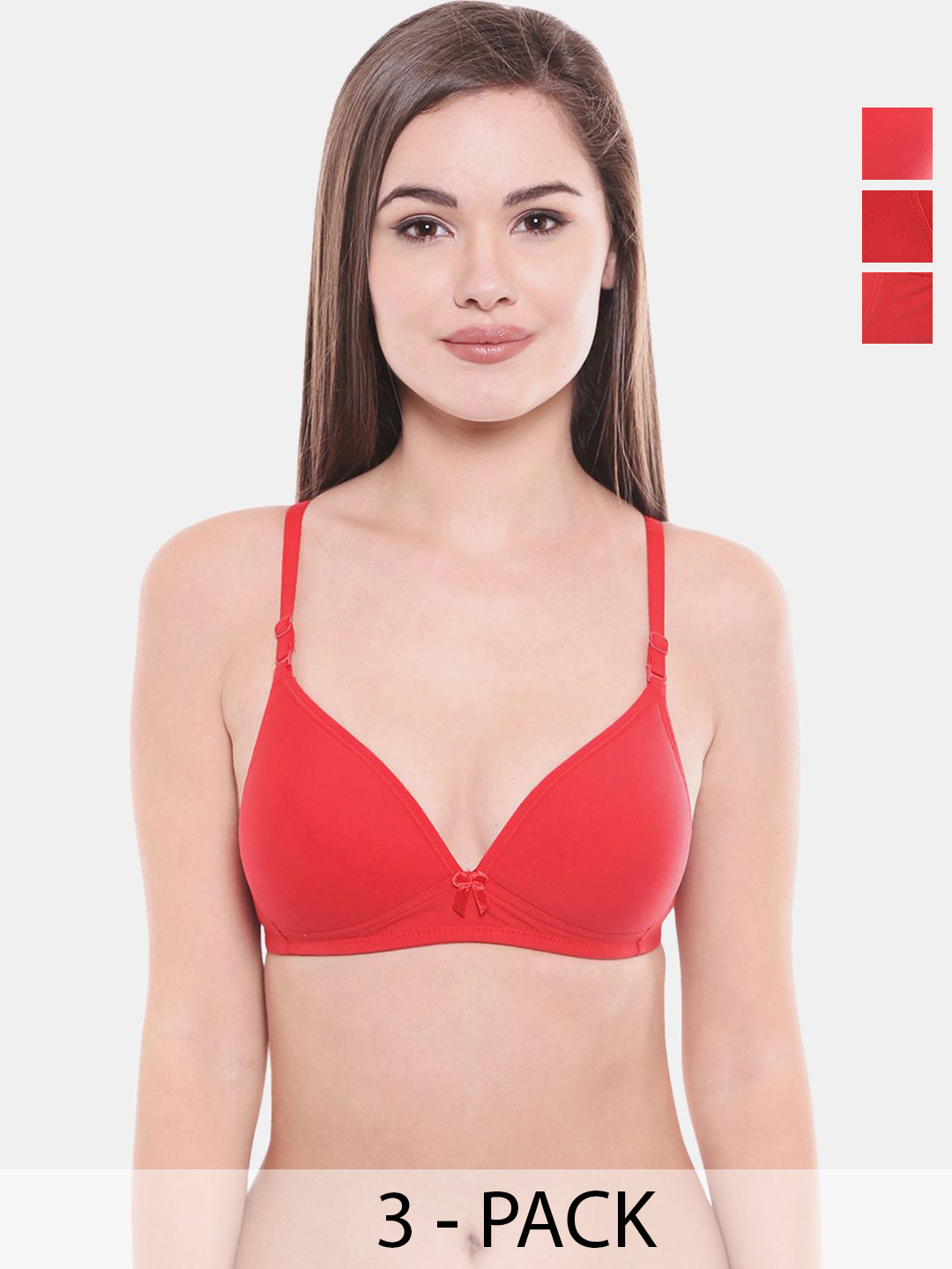 

Bodycare Women Pack of 3 Bra Full Coverage Heavily Padded, Red