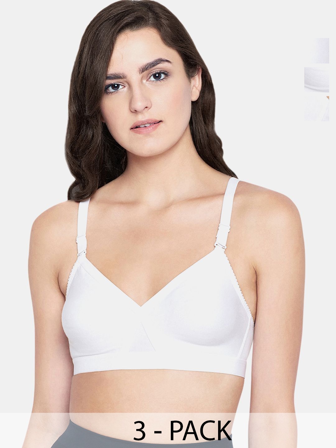 

Bodycare Pack of 3 Cotton Non Padded Non wired Perfect coverage Bra FK-5589WWW-42D, White