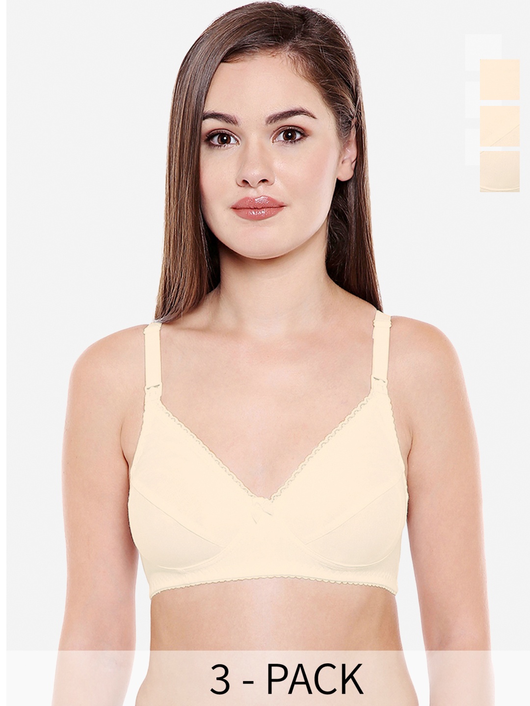 

Bodycare Pack Of 3 Full Coverage Cotton Maternity Feeding Bra, Beige