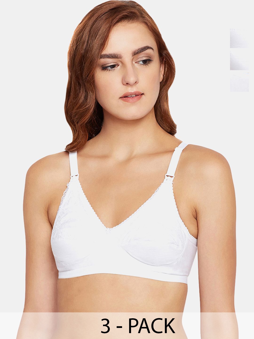 

Bodycare Pack of 3 Cotton Non Padded Non wired Feeding Bra, White