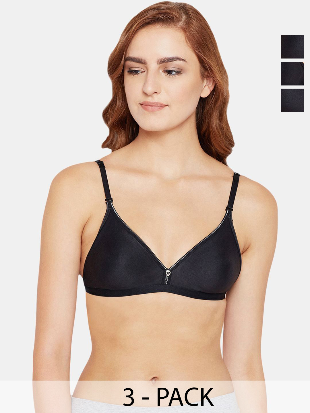 

Bodycare Pack of 3 Cotton Non Padded Non wired Regular Bra FK-5580BBB, Black