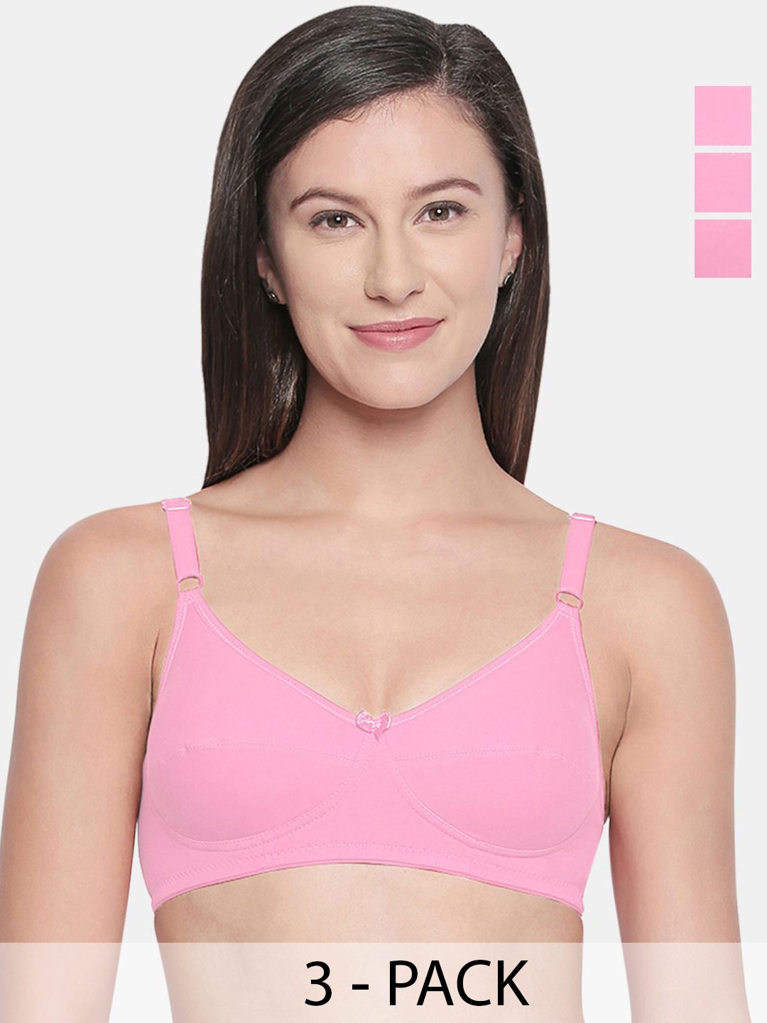 

Bodycare Full Coverage Non Padded T-Shirt Bra Pack of 3, Pink