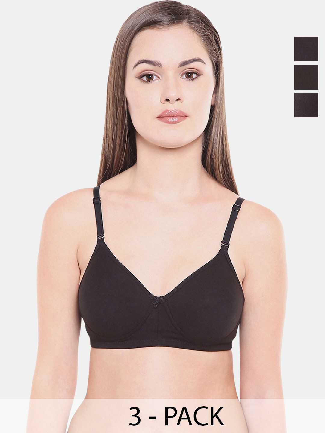 

Bodycare Full Coverage Lightly Padded Seamless T-Shirt Bra Pack of 3, Black