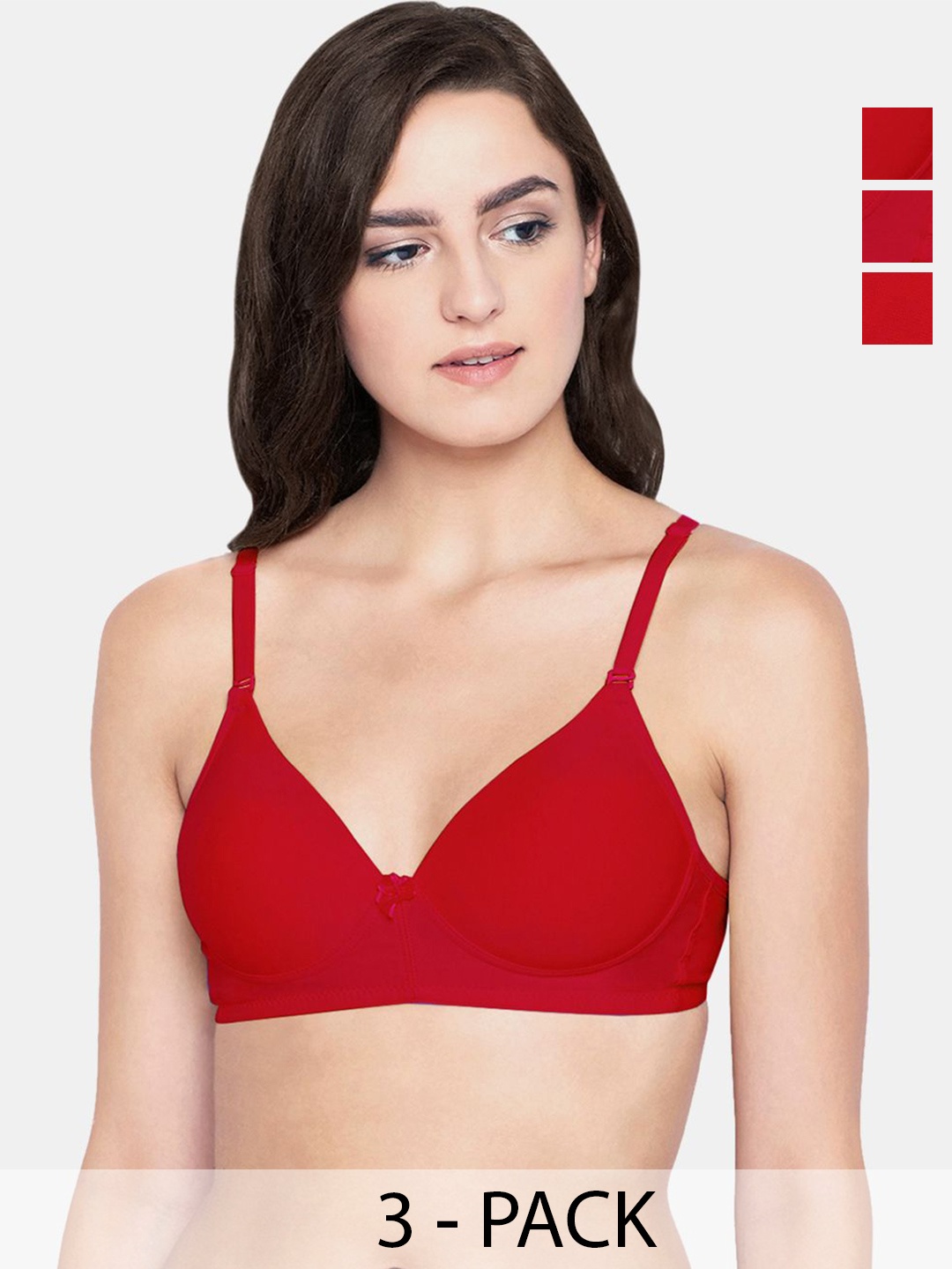

Bodycare Women Pack of 3 Full Coverage Heavily Padded Tshirt Bra, Red