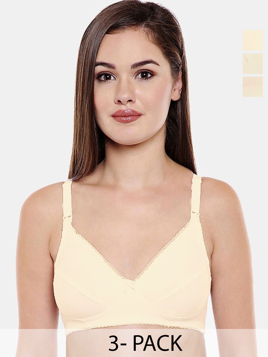 

Bodycare Full Coverage Non Padded Maternity Bra Pack of 3, Beige