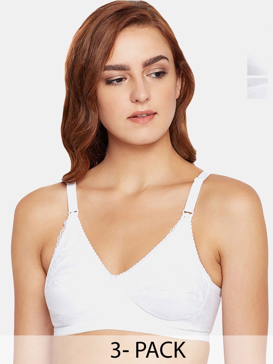 

Bodycare Women Solid Non Wired Full Coverage 3Pcs Non Padded Maternity Bra, White