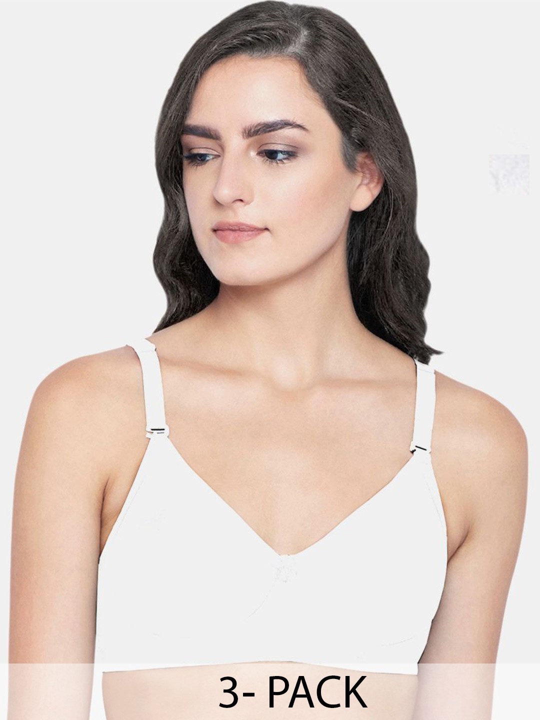 

Bodycare Women Solid Non Padded Full Coverage 3 Pcs Cotton Everyday Bra, White