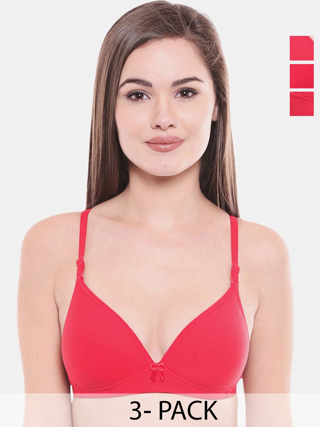 

Bodycare Pack of 3 Full Coverage Heavily Padded T-shirt Bra, Red