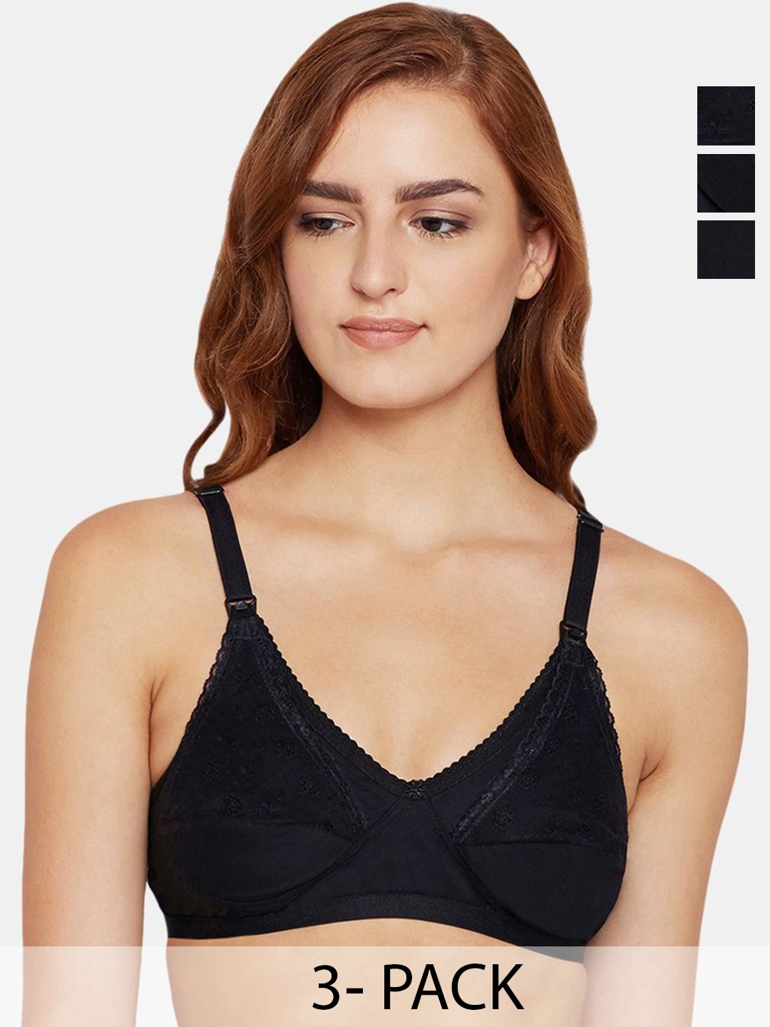 

Bodycare Women Pack of 3 Full Coverage Bra, Black