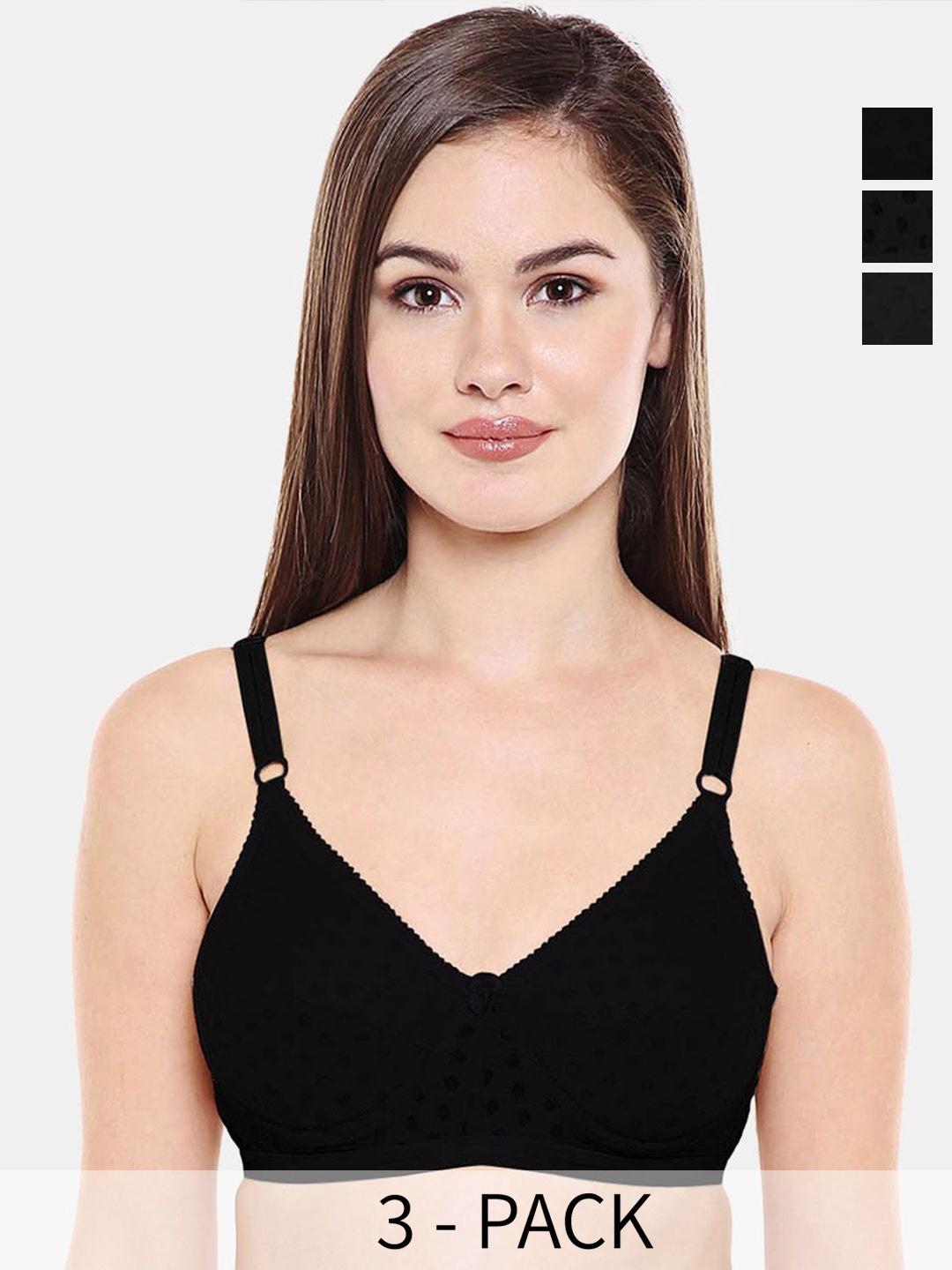 

Bodycare Women Pack of 3 Bra Full Coverage Heavily Padded, Black