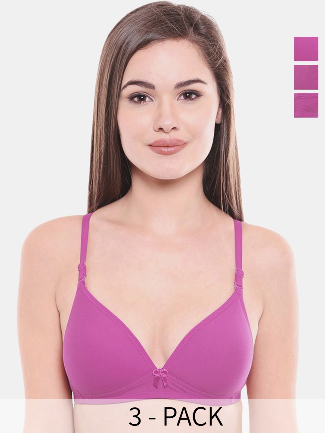 

Bodycare Pack Of 3 Medium Coverage Lightly Padded T-Shirts Bra, Lavender