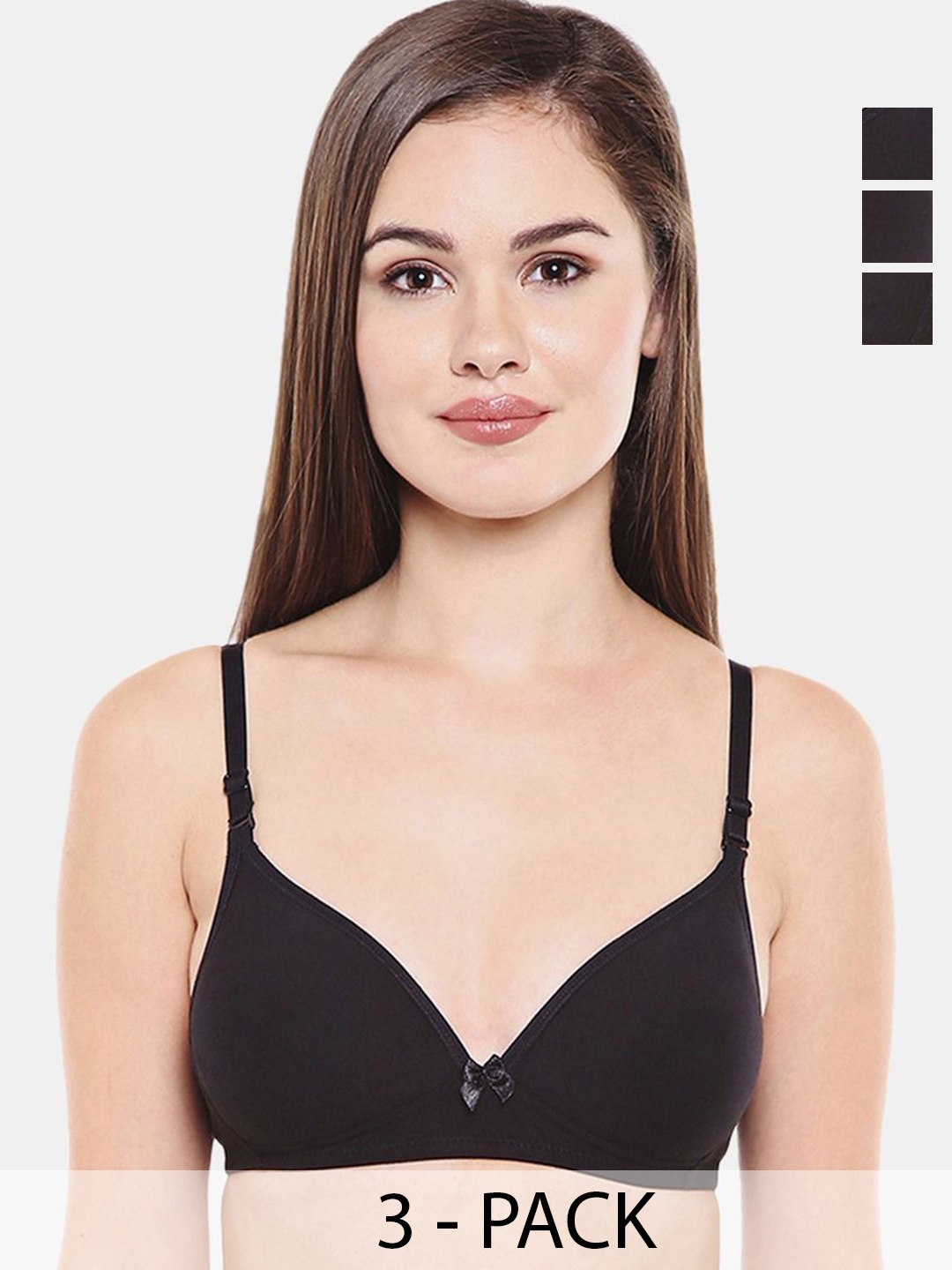 

Bodycare Pack of 3 Full Coverage Heavily Padded T-shirt Bra, Black