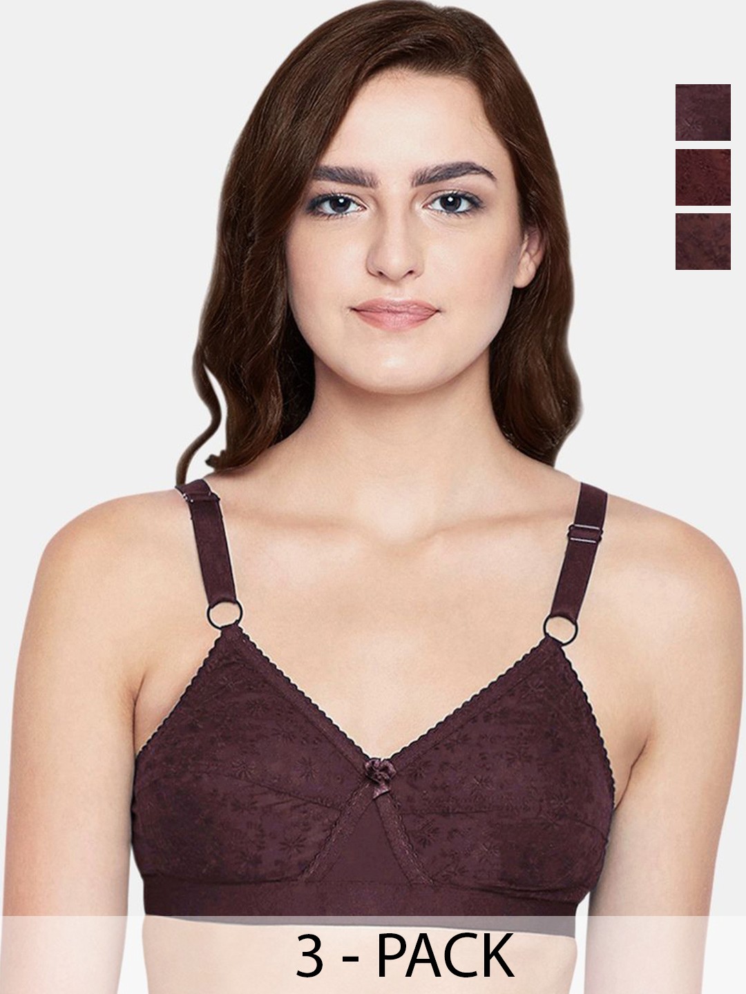 

Bodycare Floral Full Coverage Lightly Padded Pure Cotton Everyday Bra, Maroon