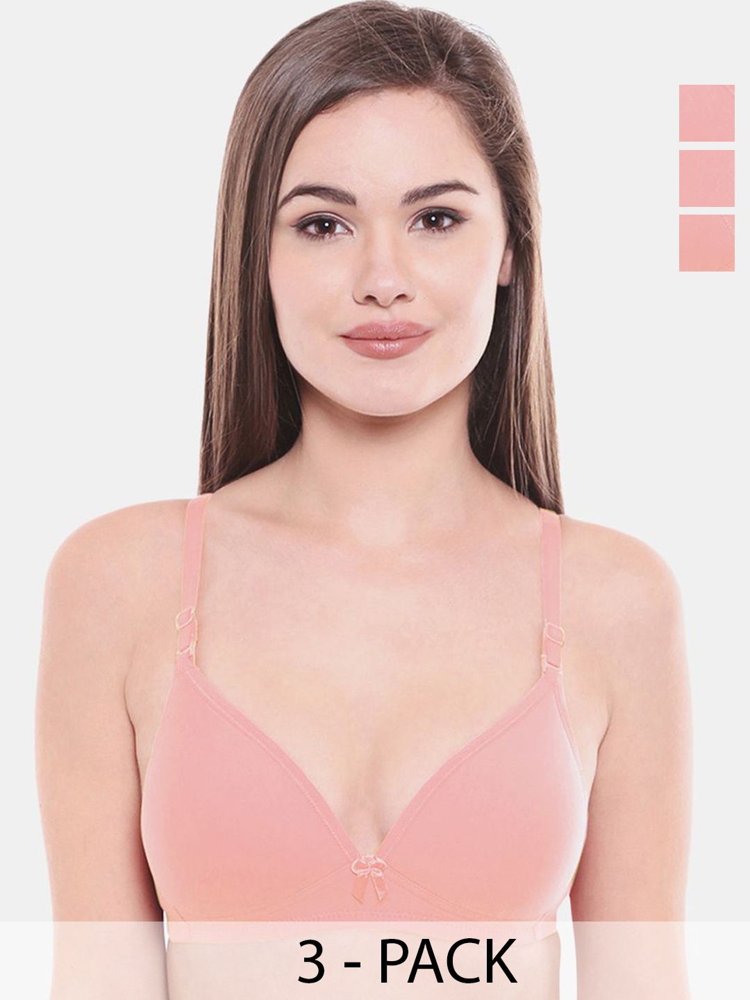 

Bodycare Pack of 3 Full Coverage Heavily Padded Tshirt Bra, Pink