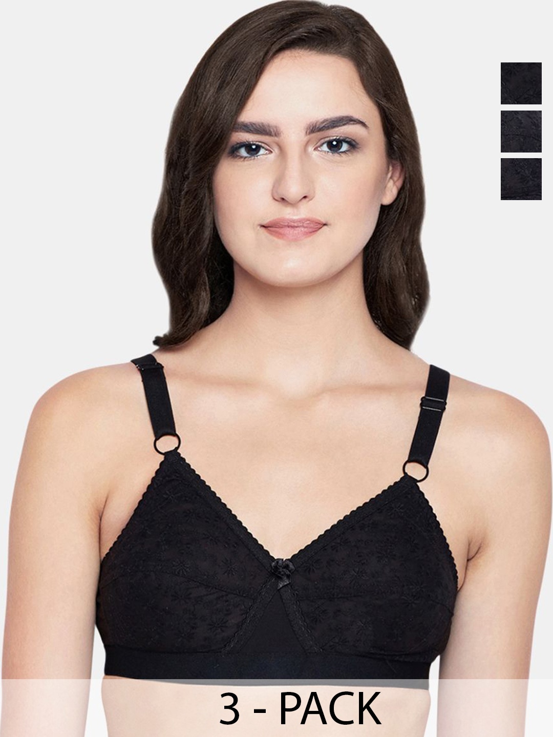 

Bodycare Floral Full Coverage Lightly Padded Pure Cotton Everyday Bra, Black