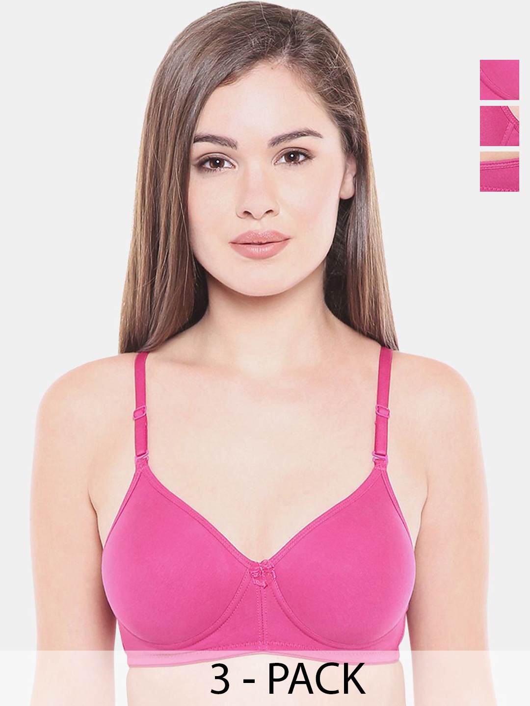 

Bodycare Women Solid Full Coverage 3Pcs Lightly Padded Everyday Bra, Fuchsia