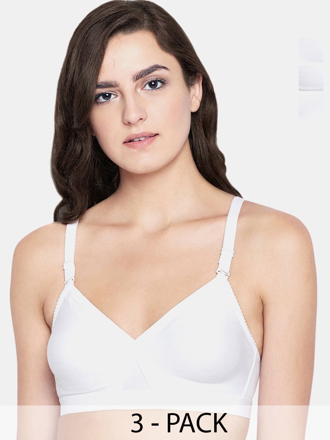 

Bodycare Pack of 3 Cotton Non Padded Non wired Seamless Bra, White