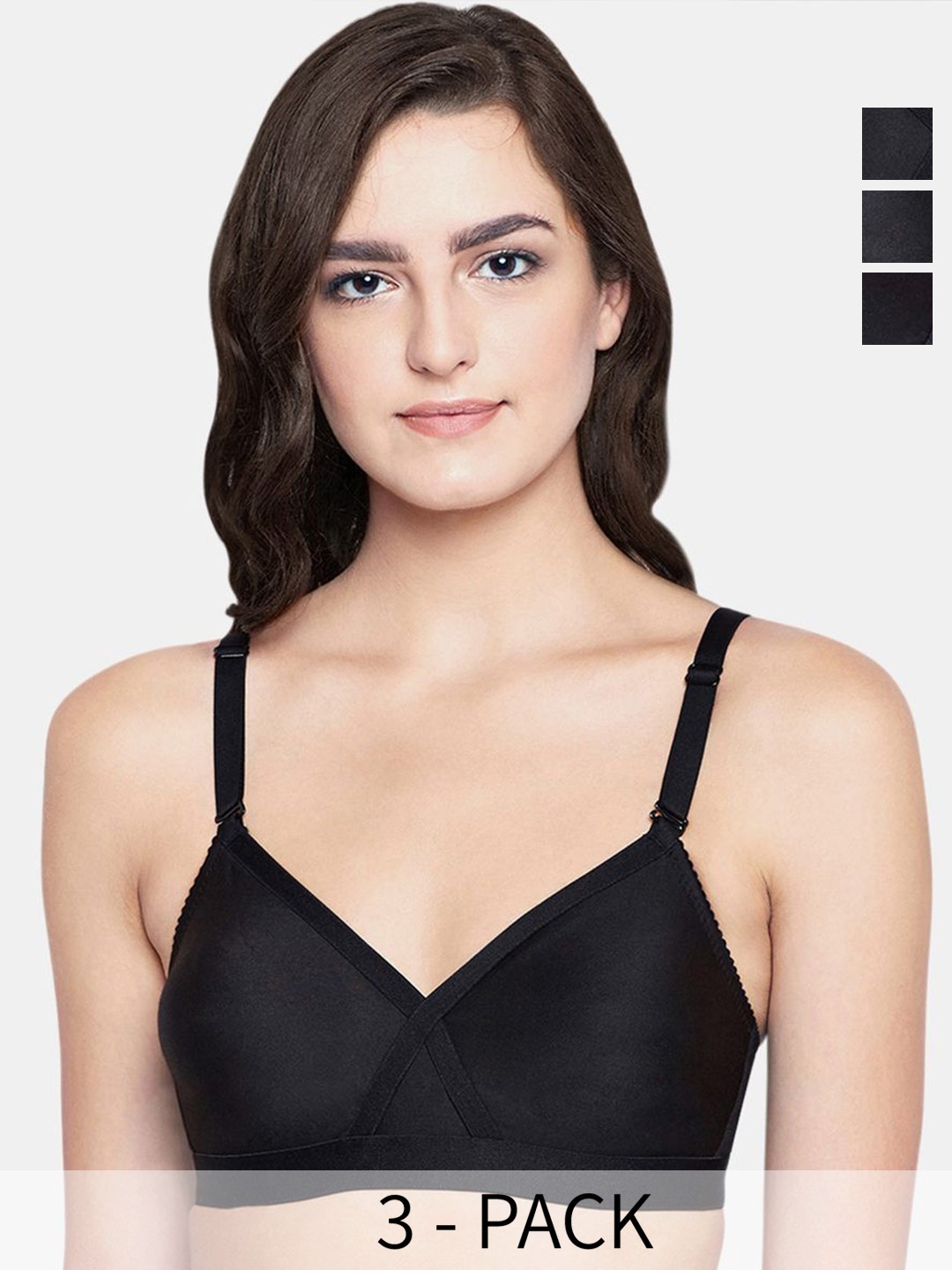 

Bodycare Full Coverage Lightly Padded T-Shirt Bra Pack of 3, Black