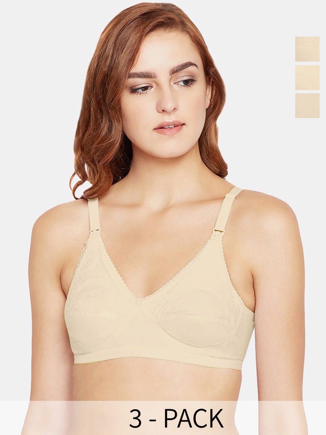 

Bodycare Full Coverage Non Padded Maternity Bra Pack of 3, Beige