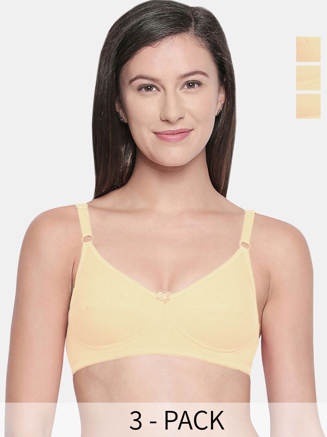 

Bodycare Pack Of 3 Full Coverage Cut and Sew Anti Bacterial Non Padded Bra, Beige