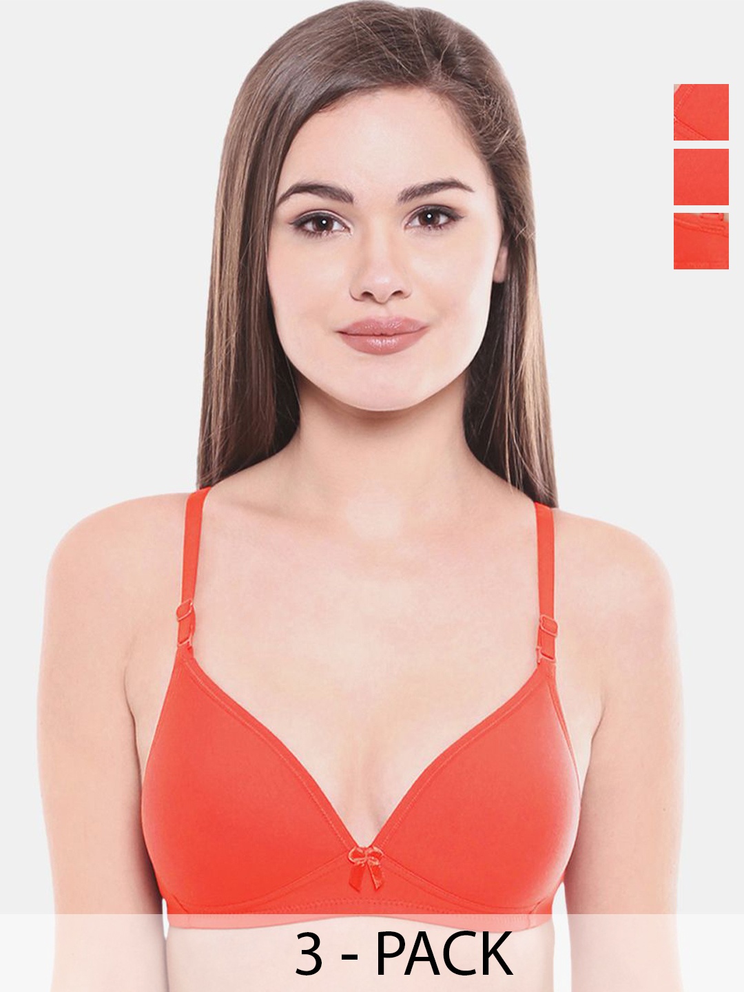 

Bodycare Women Pack of 3 Bra Full Coverage Heavily Padded, Coral