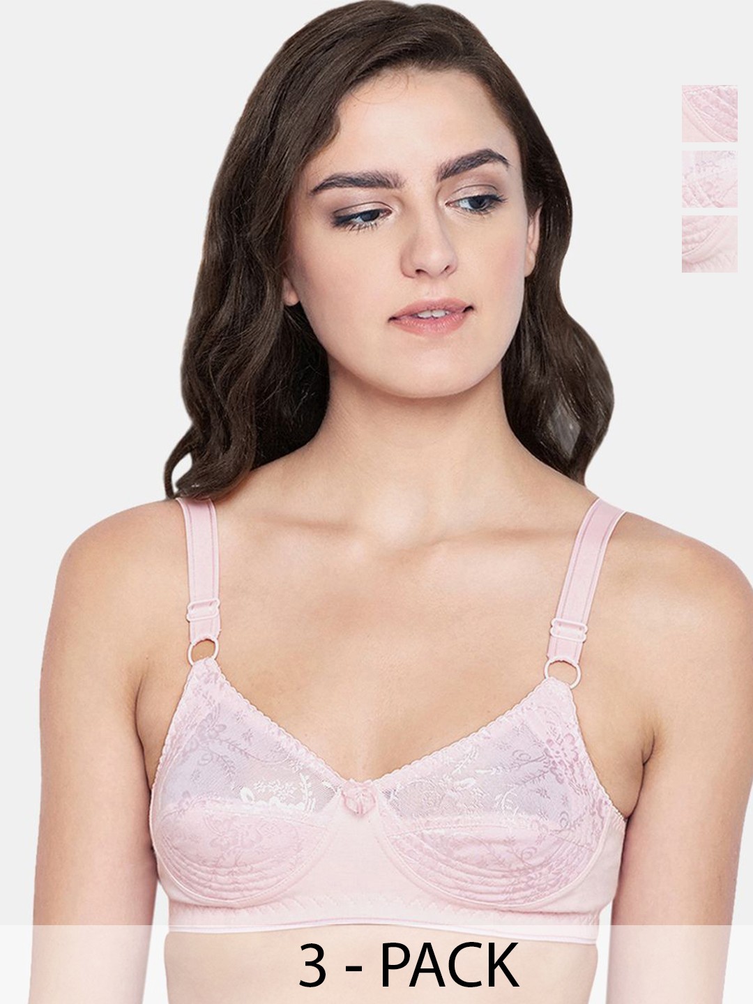 

Bodycare Pack of 3 Full Coverage Non Padded Non wired Seamless cup Bra FK-5583PI-30B-3PCS, Pink