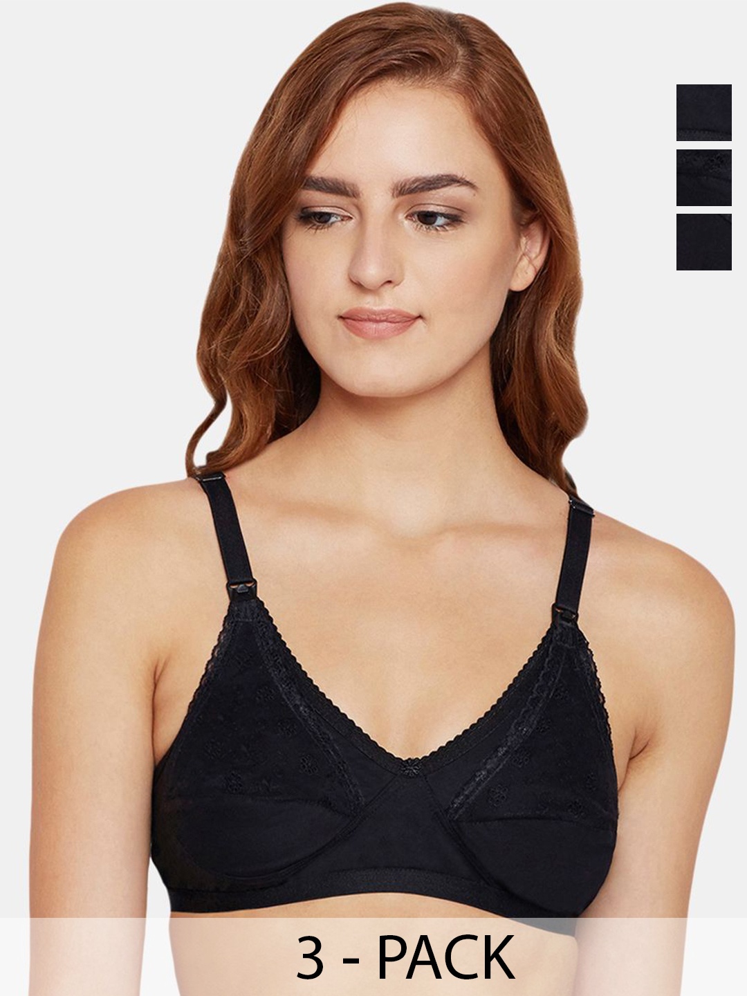 

Bodycare Pack of 3 Full Coverage Bra, Black