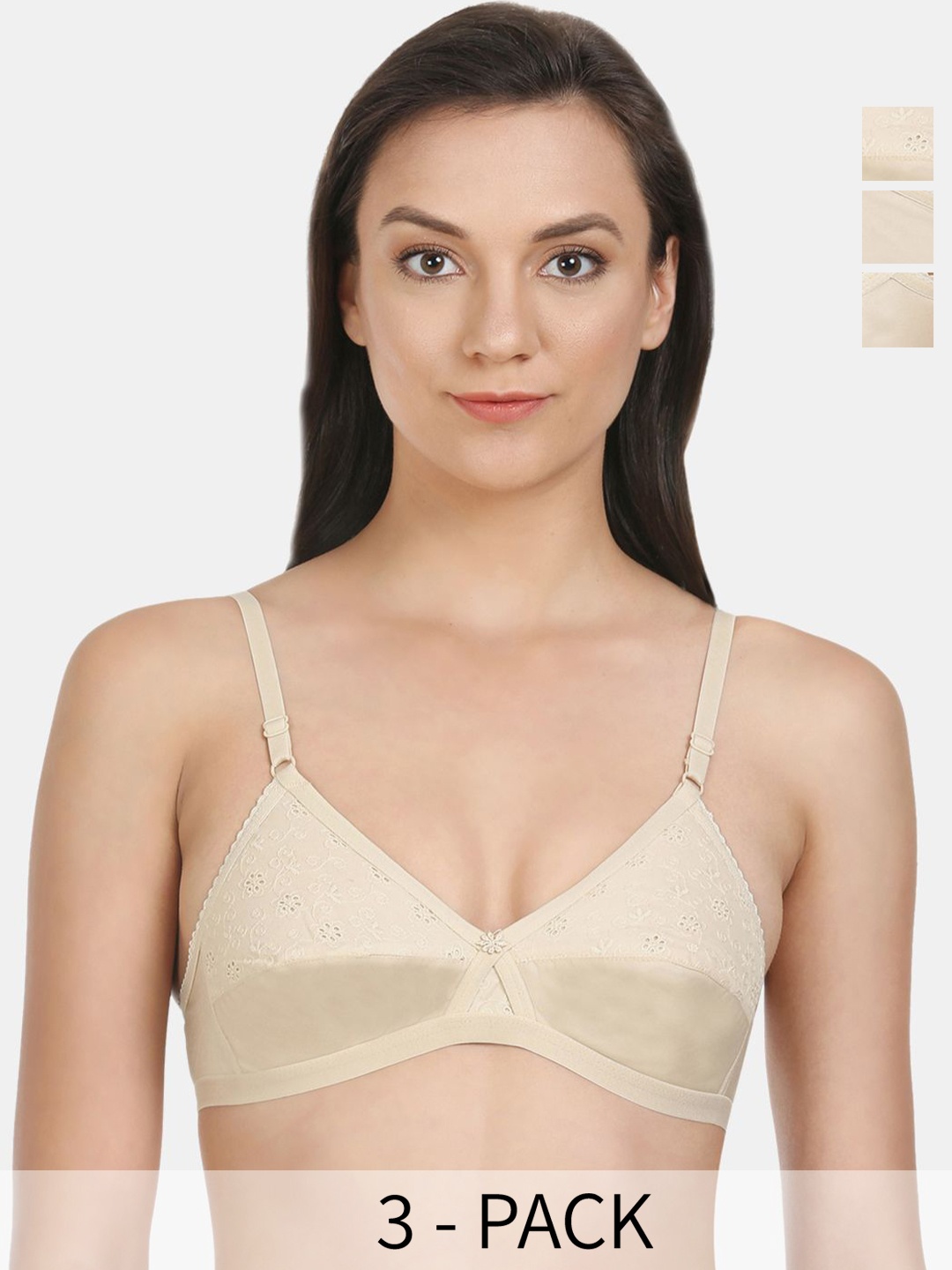 

Bodycare Pack Of 3 Full Coverage Cut and Sew Heavily Padded T-shirt Bra, Beige