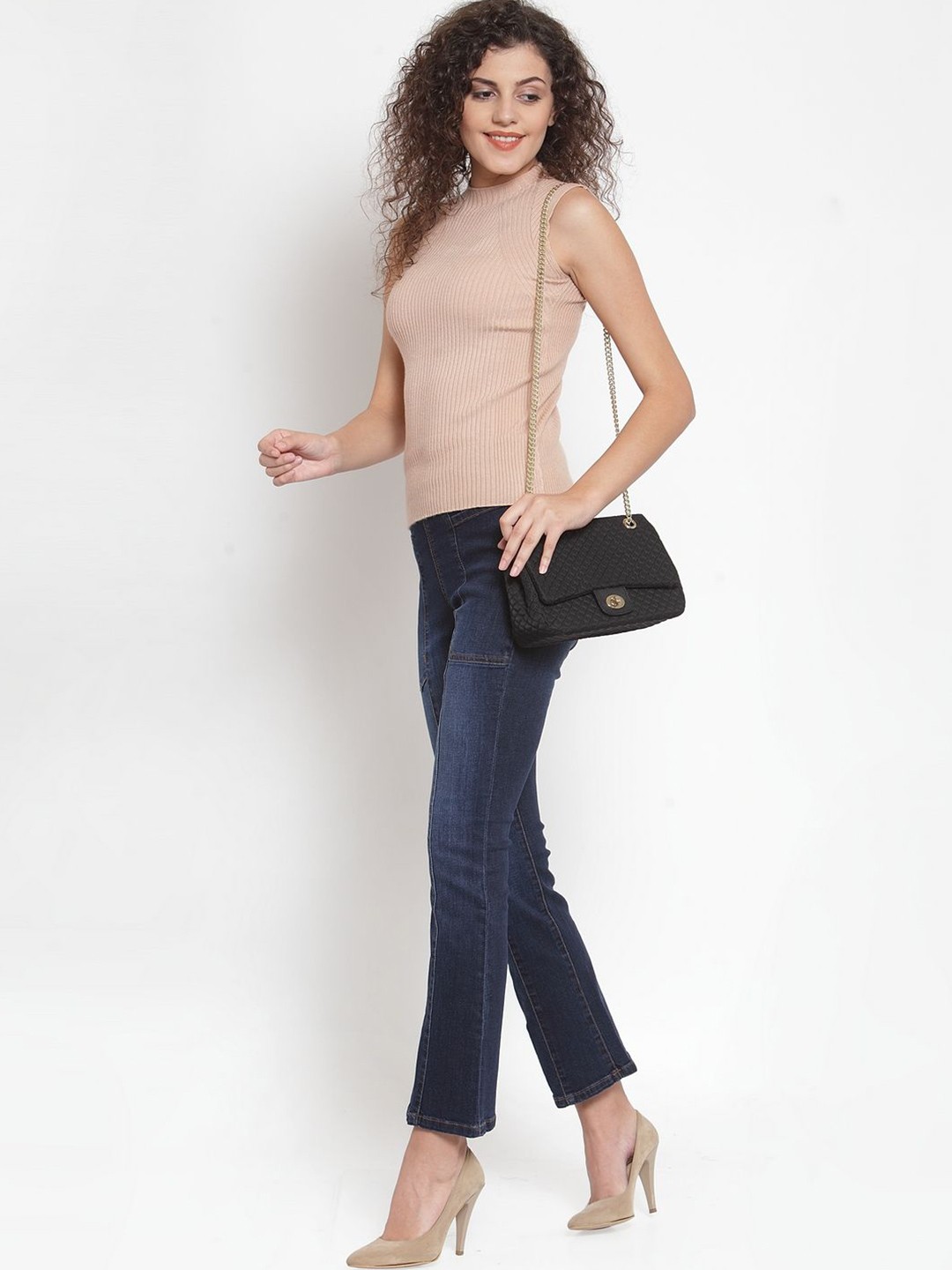 

Global Republic Round Neck Sleeveless Top, Beige