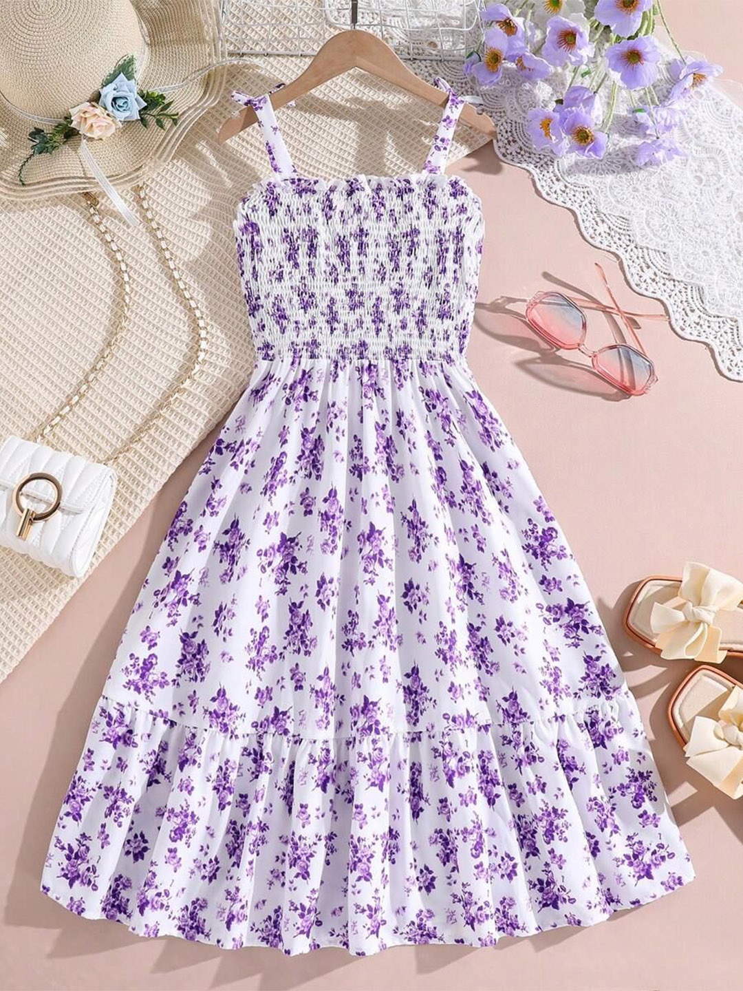 

BAESD Floral Printed Fit & Flare Maxi Dress, White