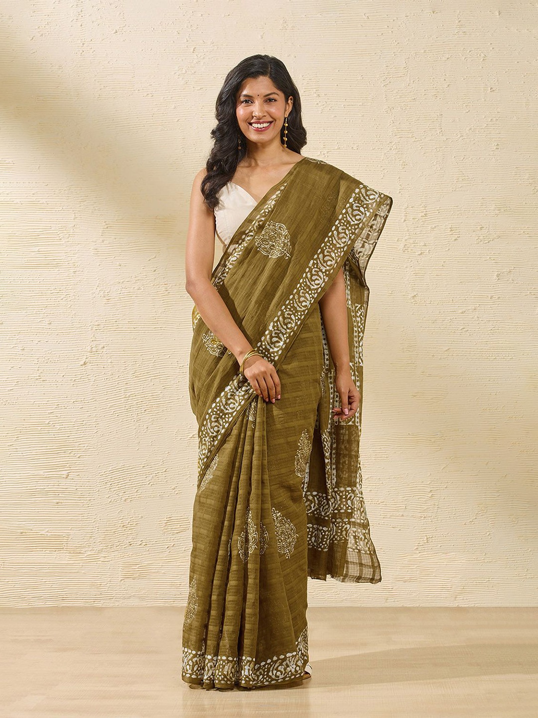 

Taneira Ujjain Pure Cotton Batik Saree, Green