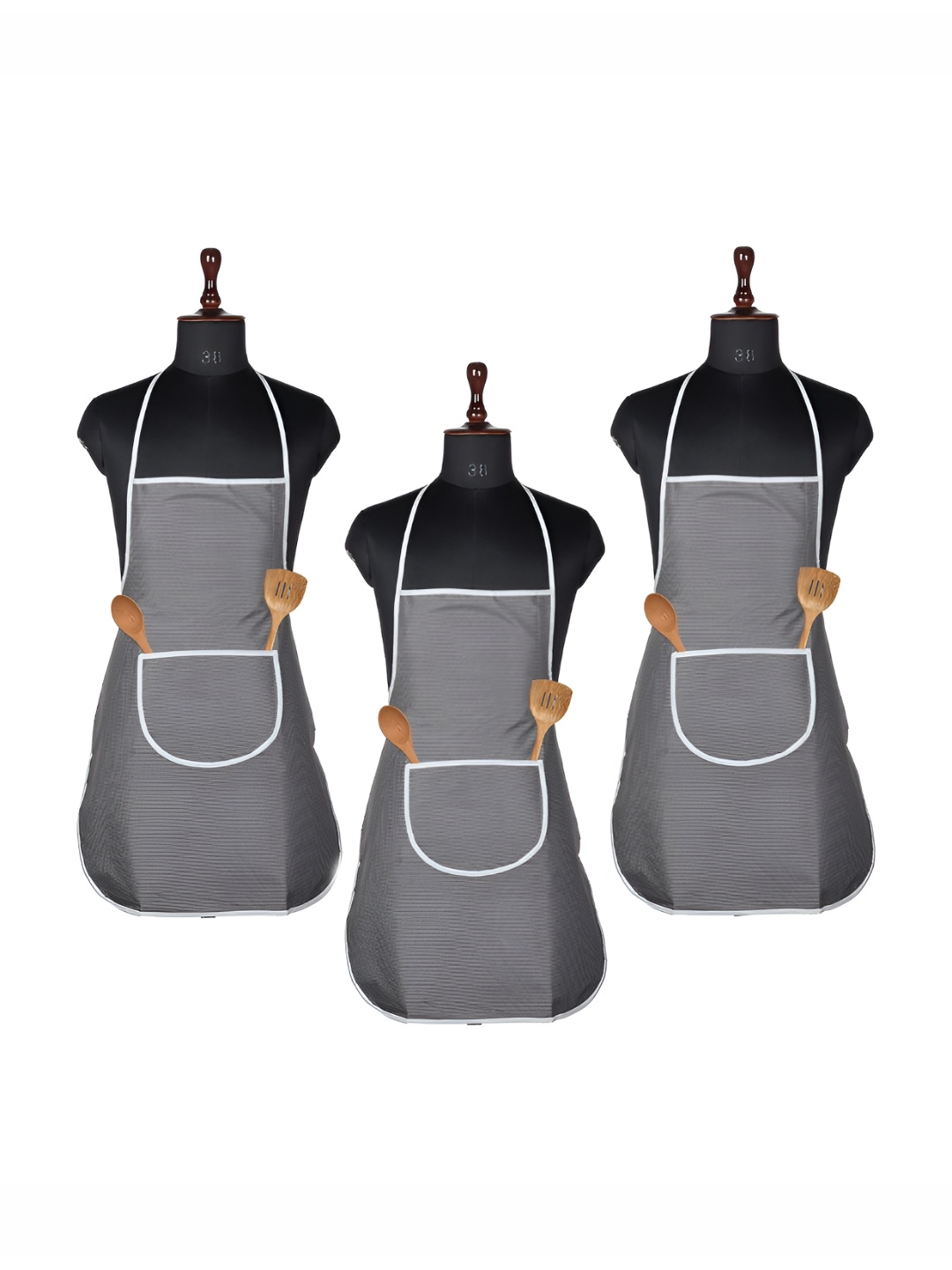 

Kuber Industries Grey 3 Pieces Printed Aprons