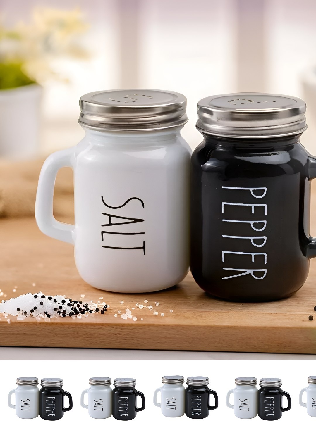 

The Better Home Black & White 10 Pieces Glass Salt & Pepper shakers