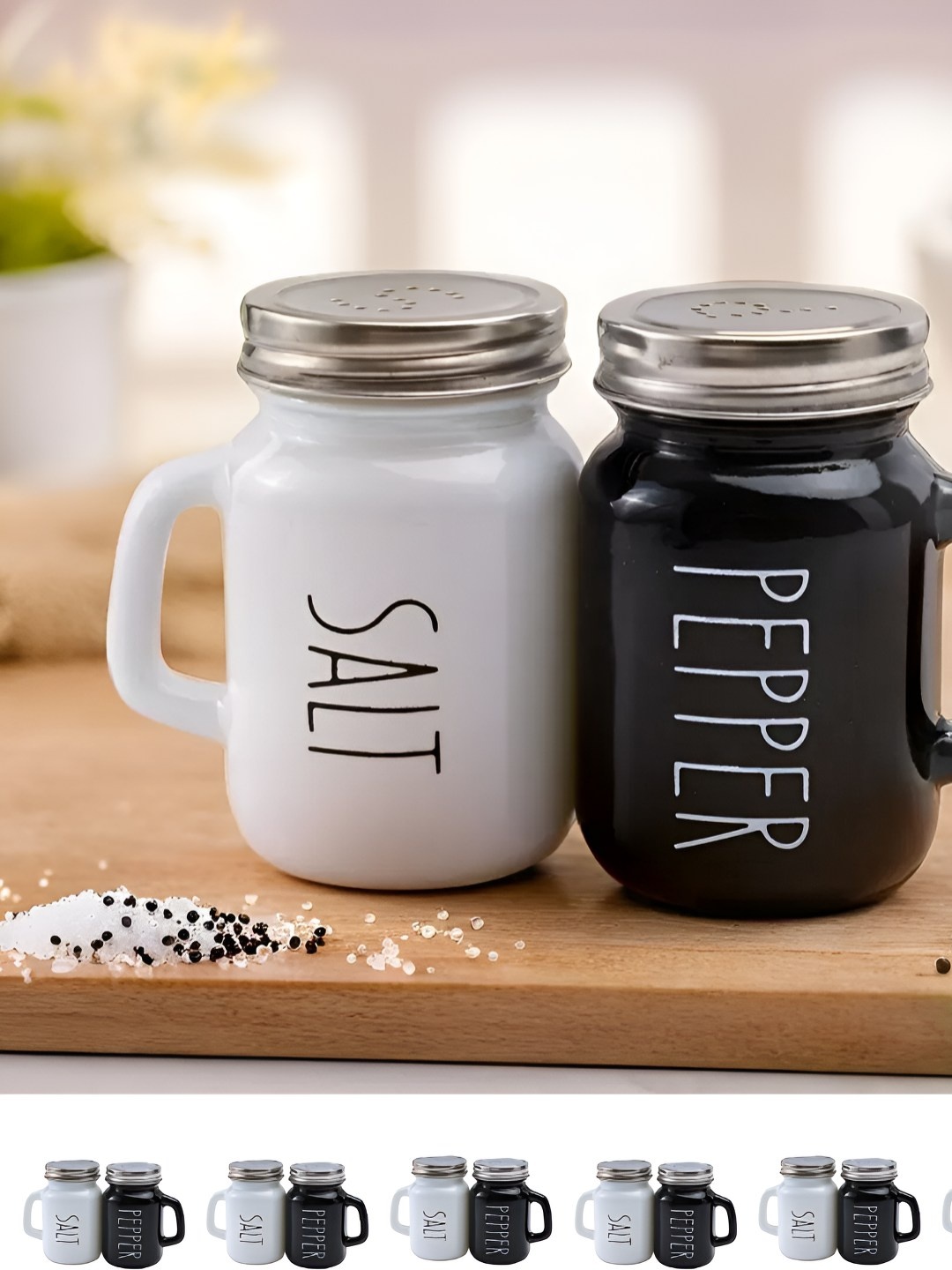 

The Better Home Black & White 12 Pcs Glass Salt & Pepper Shakers