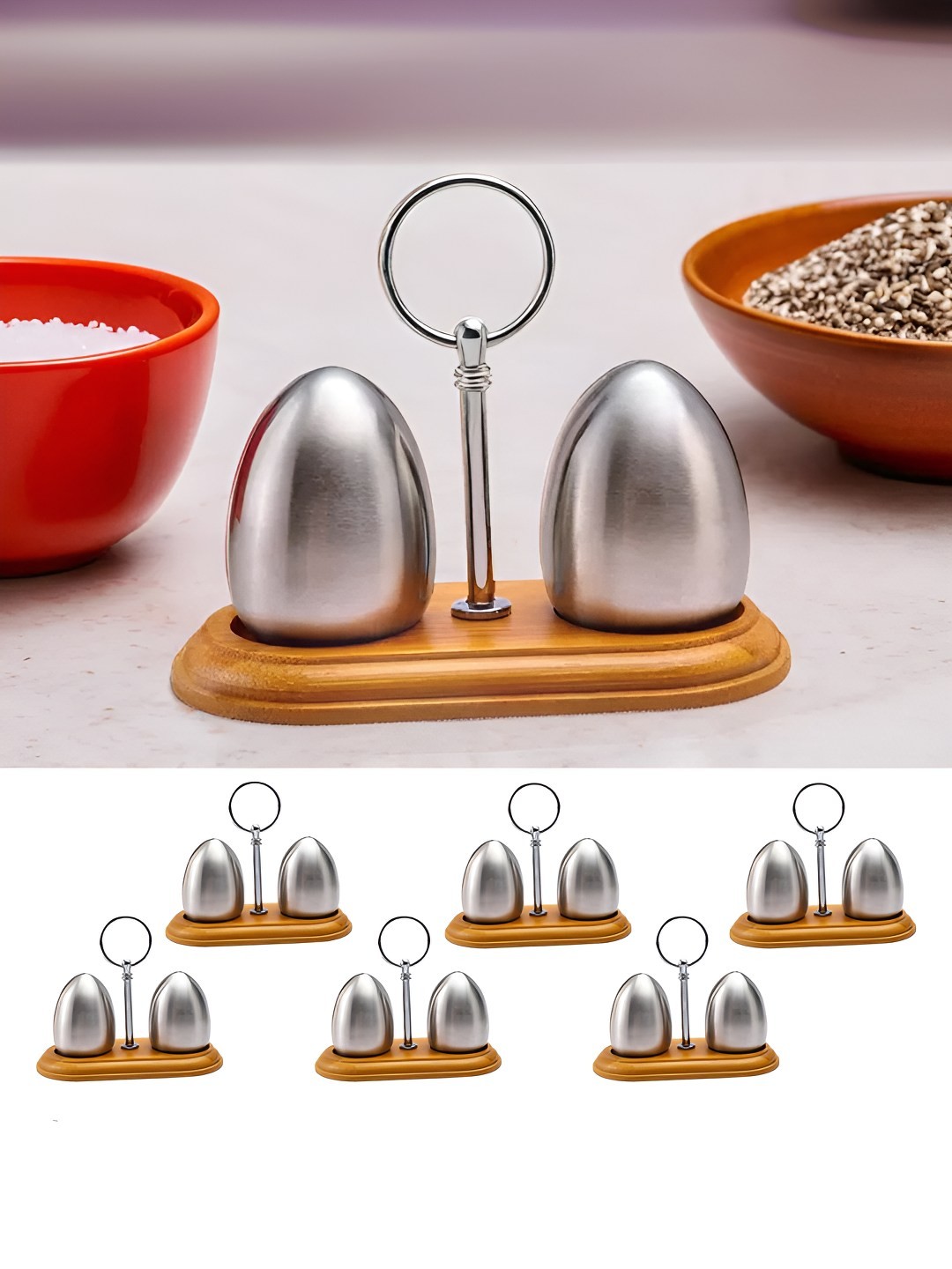 

The Better Home Brown & Silver Toned 12 Pieces Stainless Steel Salt and Pepper Shakers