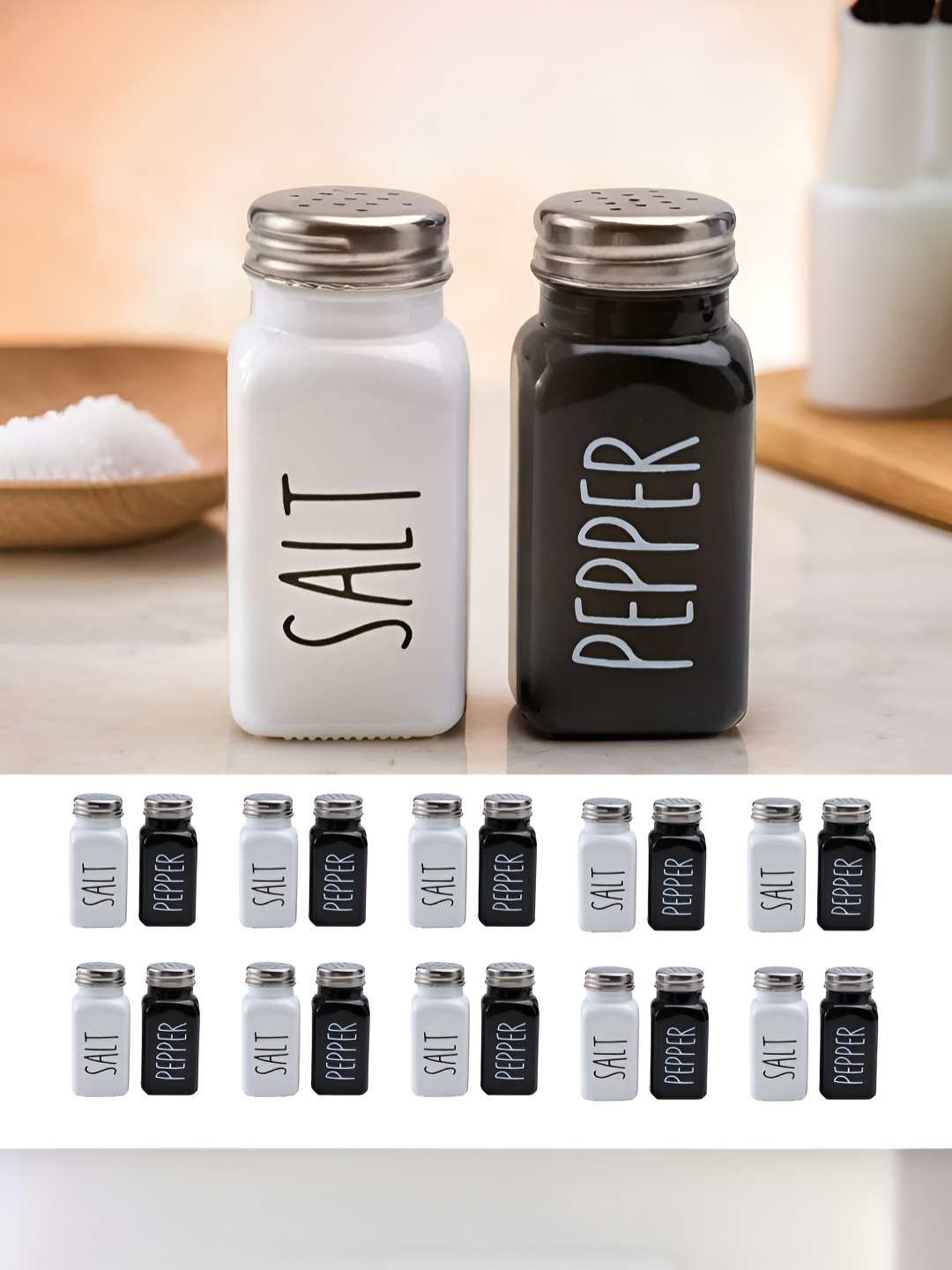 

The Better Home Black & White 20 Pcs Glass Salt & Pepper Shakers