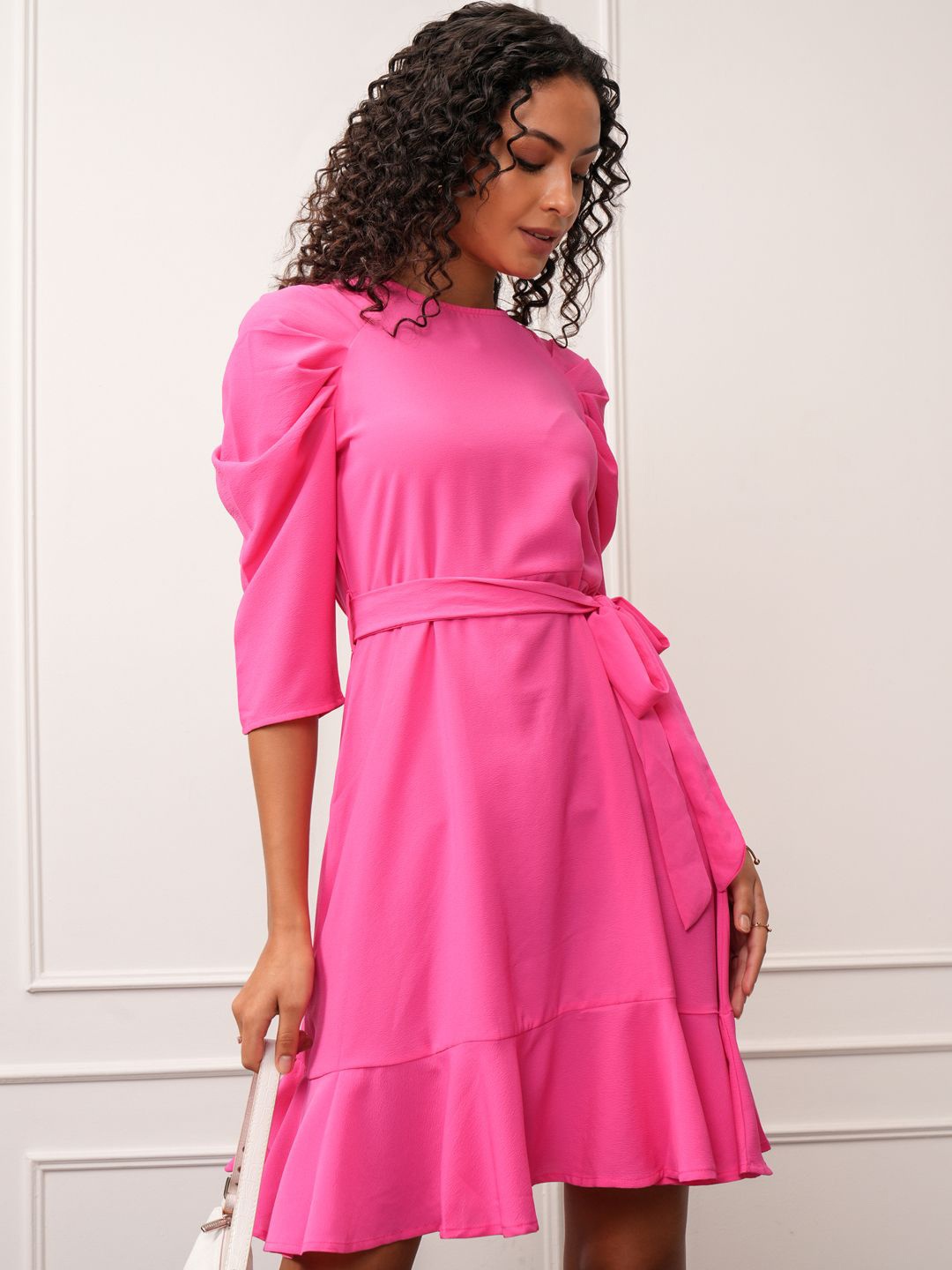 

Tokyo Talkies Puff Sleeve Fit & Flare Dress, Pink