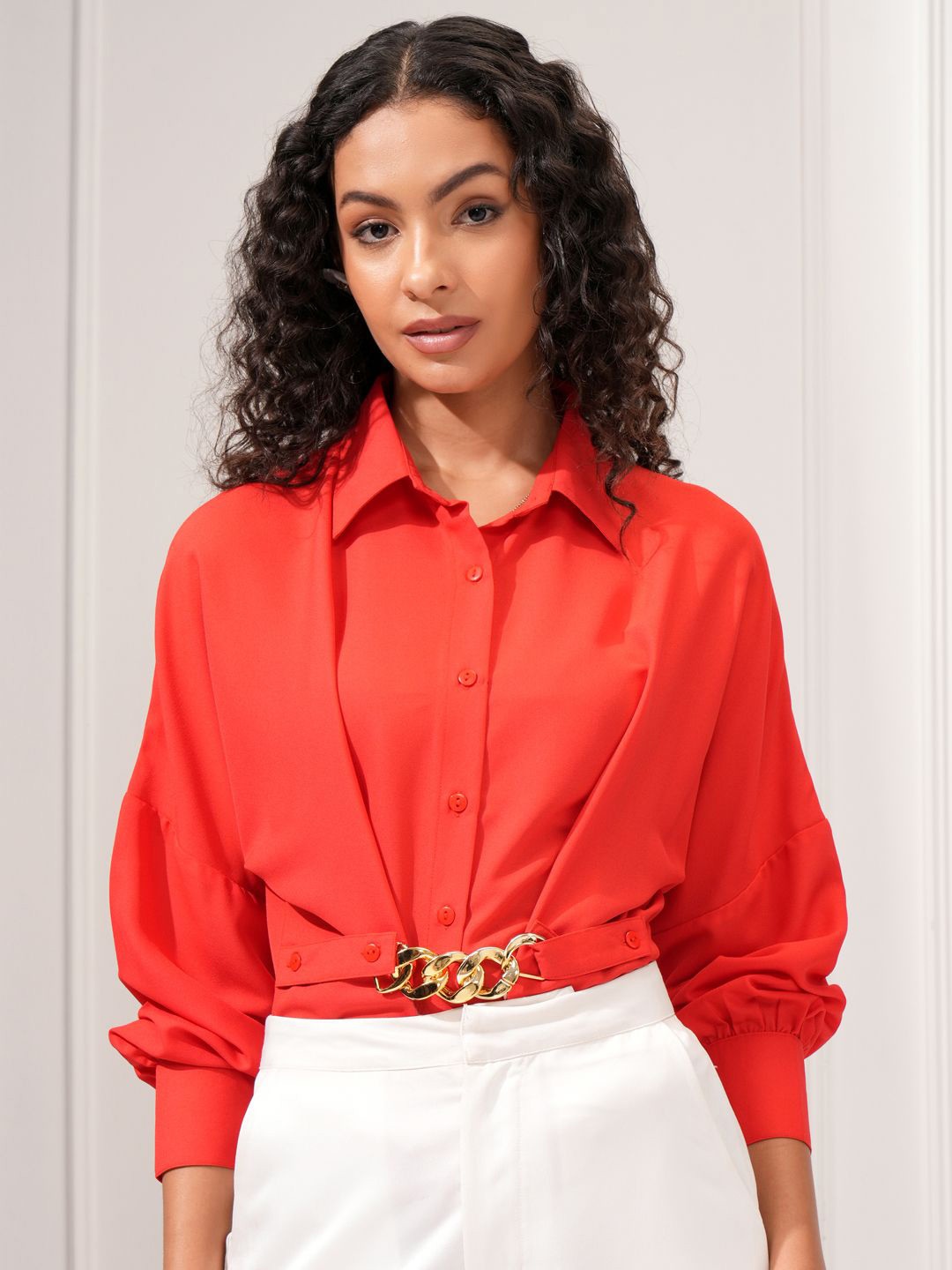 

CHIC BY TOKYO TALKIES Women Longline Shirt, Orange