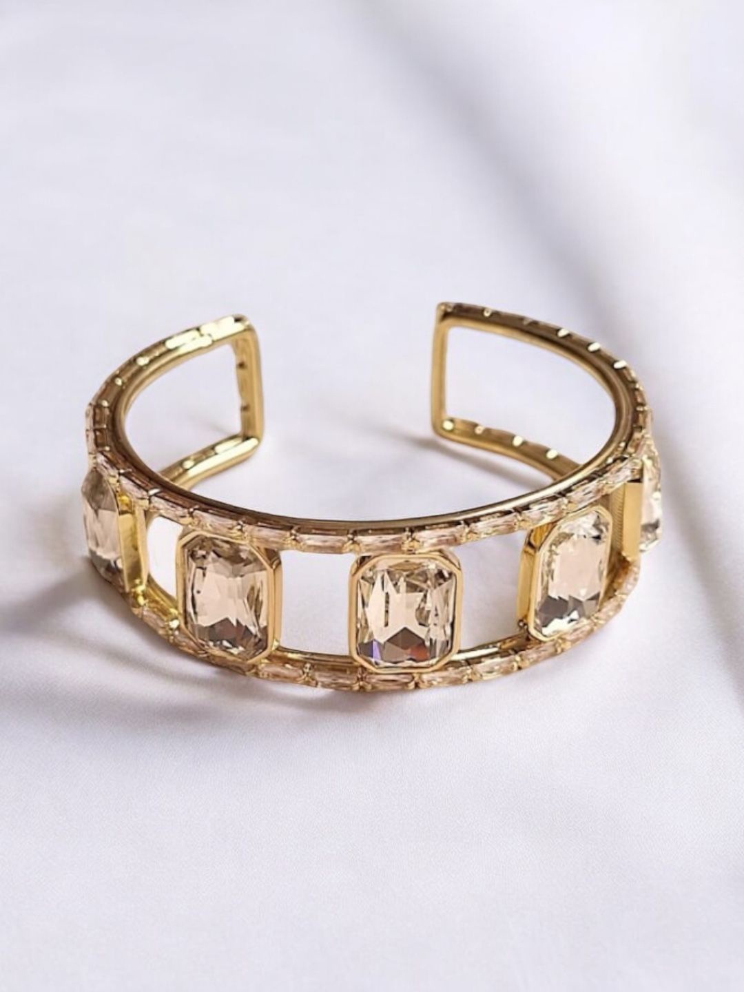 

XAGO Gold Plated Artificial Stones Cuff Bracelet