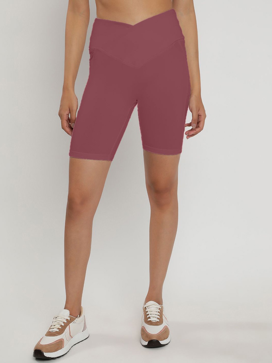 

Wearjukebox Women Empower High-Rise Training or Gym Shorts, Maroon