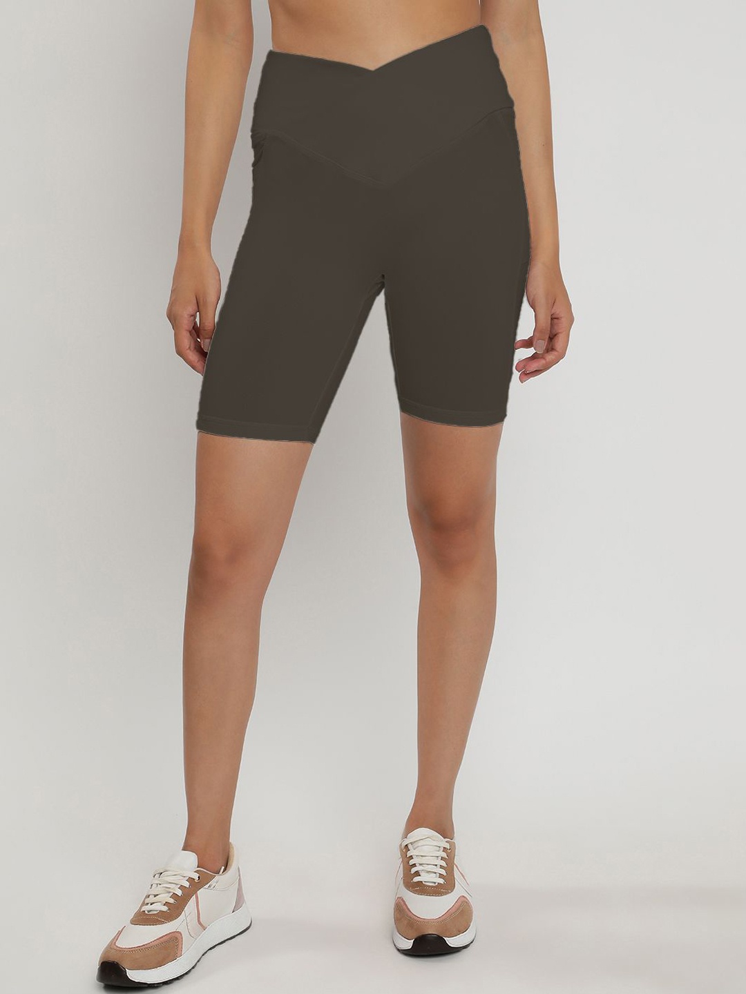 

Wearjukebox Women High-Rise Training or Gym Shorts, Charcoal
