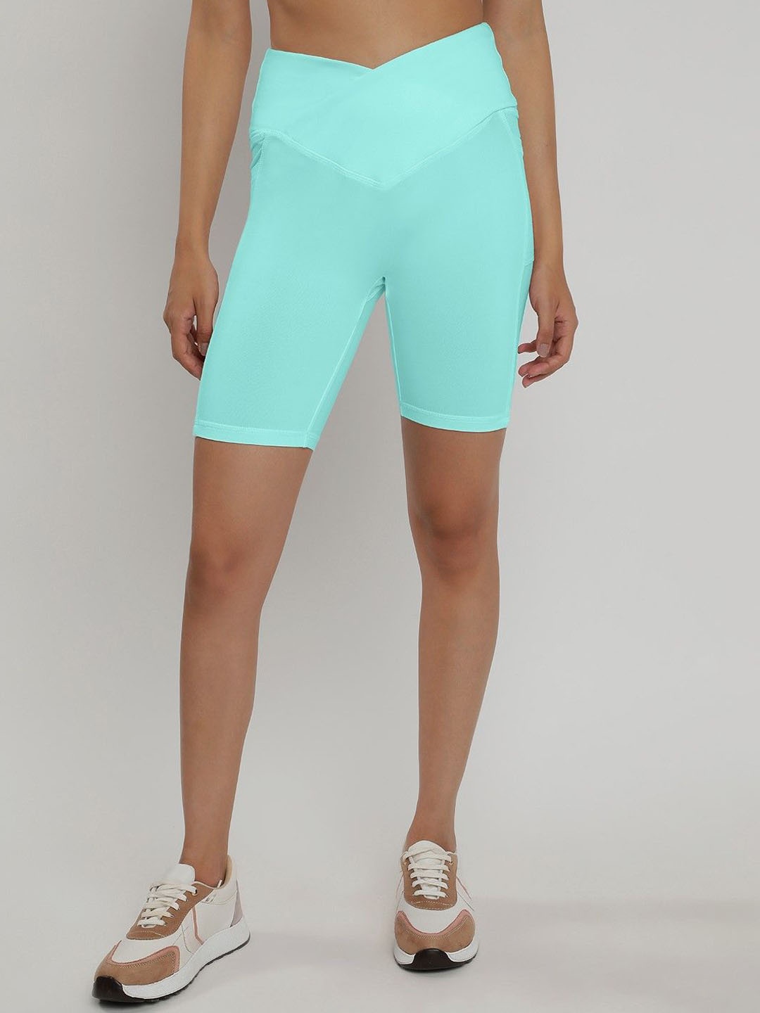 

Wearjukebox Women High-Rise Training or Gym Shorts, Blue