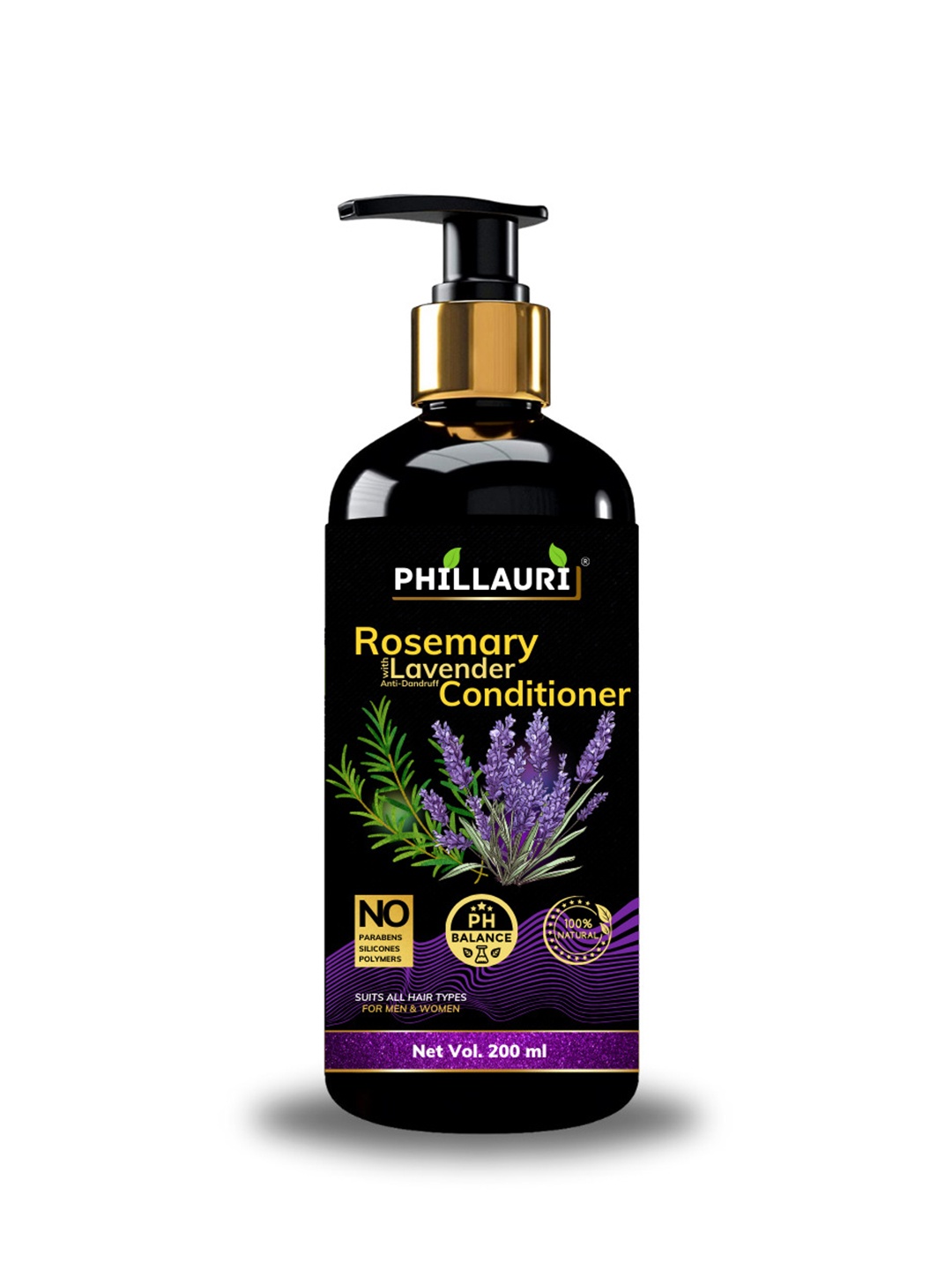 

Phillauri Rosemary With Lavender Anti-dandruff Repair Damage Hair Conditioner -200ml, Black
